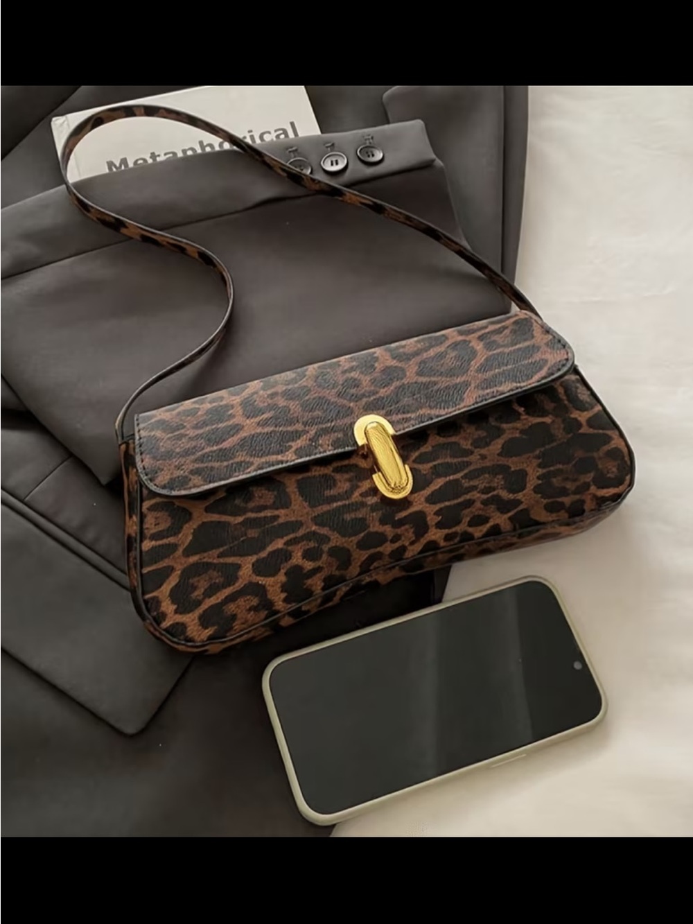 Affordable Fashion Finds Leopard Shoulder Bag with Gold Hardware - Picture 3 of 5